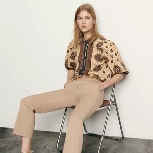 Sandro Sahari Printed Cotton-Blend Shirt Size 1